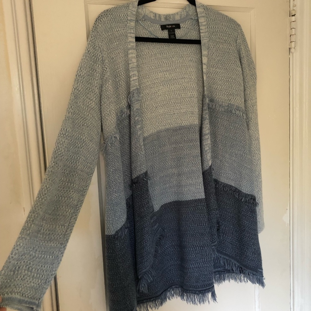 Style & Co | Blue Color Block Cardigan - Picture 2 of 6